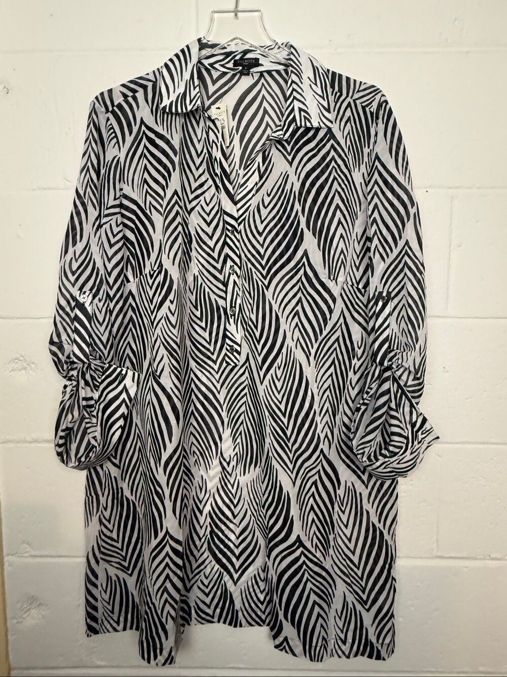 Talbots Woman Zebra Print Sheer Flowy Resort Tunic Shirt Dress 1X 16W-18W NWT